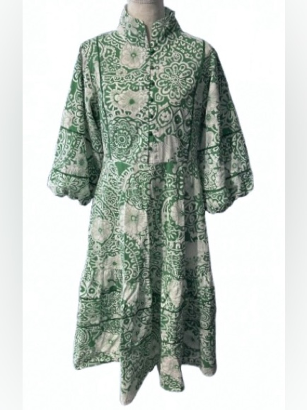 100% Cotton Floral HYACINTH HOUSE Midi Dress Small Cottage Boho Puffy Sleeved